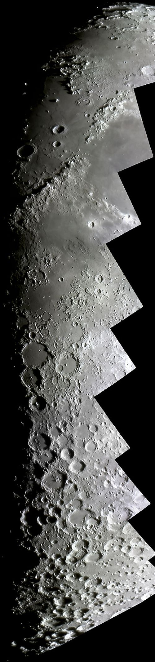 Der Mondterminator am 26.03.2007 Herschel, Archimedes, Alphonsus, Stöffler, 9 Einzelbilder, auf 67% verkleinert