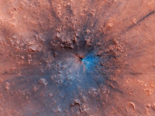 Abbildung 1: Mit Hilfe von Satellitenbildern konnten bereits eine Reihe von frisch entstandenen Kratern auf dem Mars entdeckt werden