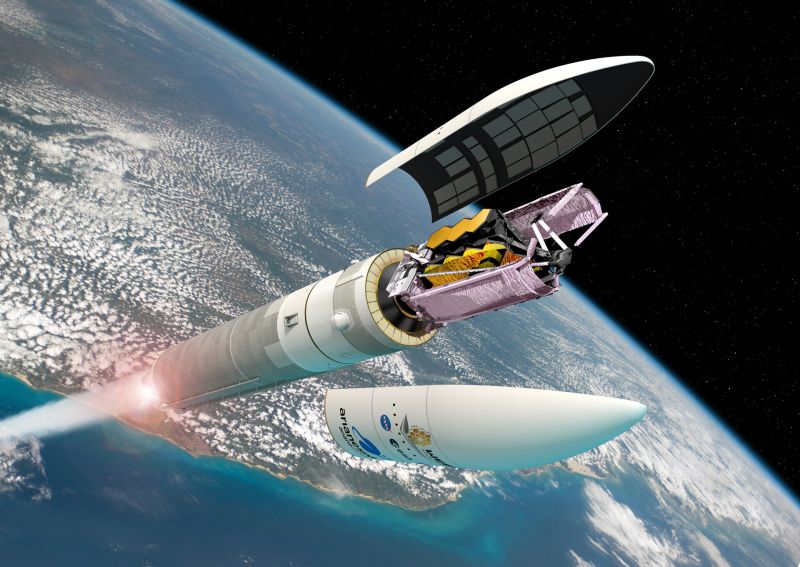 Abbildung 2: Künstlerische Darstellung der Ariane 5 mit JWST (Quelle: ESA / D. Ducros)